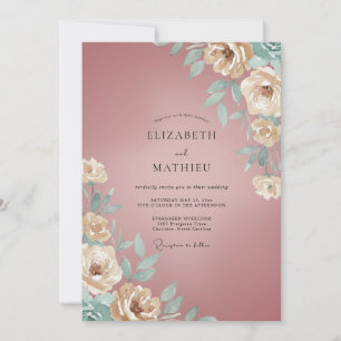 Mauve Malerische Blumige Romantische Hochzeit Einladung