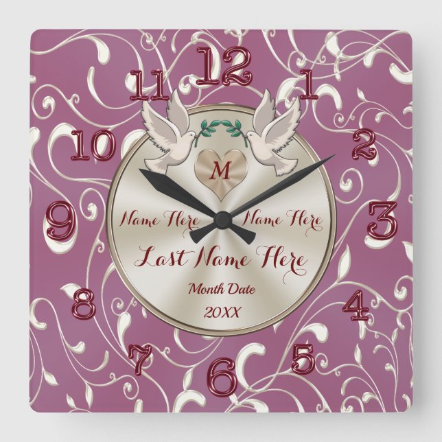 Mauve, Mariage couleur champagne Horloge personnal (Recto)