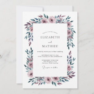 Mauve Melancholische Romantische Hochzeit Einladung