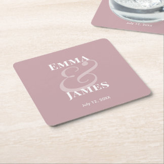 Mauve-Minimalist-Hochzeits-Ampersand | Reverse  Rechteckiger Pappuntersetzer