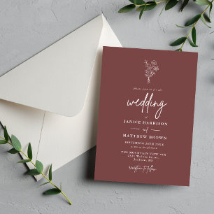 Mauve Minimalistisch Botanicals Wedding Einladung