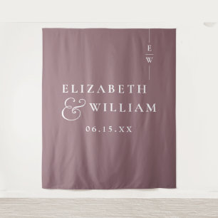 Mauve Minimalistisch Monogram Wedding Foto Backgro Wandteppich