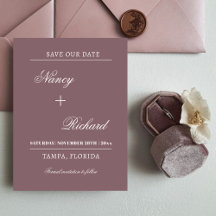 Mauve Minimalistisch Save the Date Card