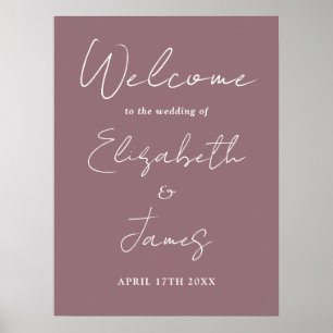 Mauve Minimalistisch Script Wedding Willkommenszei Poster