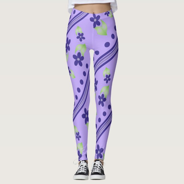 Mauve mit Lila Flower Leggings (Vorderseite)