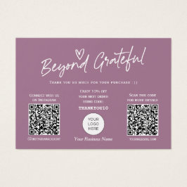 Mauve Modern Script QR Code Dankeschön Karte