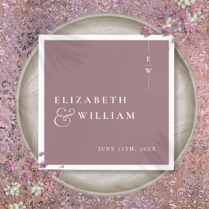 Mauve Moderne Minimalistische Elegante Monogramm-H Serviette
