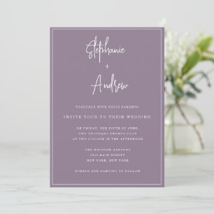 Mauve Moderne Simple Faire-part de mariage