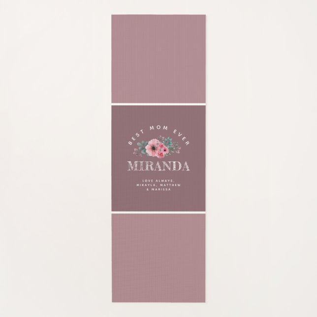 Mauve Monogram Beste Mama je Personalisierter Yogm Yogamatte (Vorderseite)
