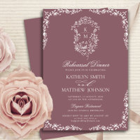Mauve Monogramm Vintage Wappen Probedinner