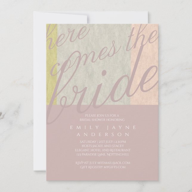 Mauve Moods Typografie Brautparty Modern Einladung (Vorderseite)