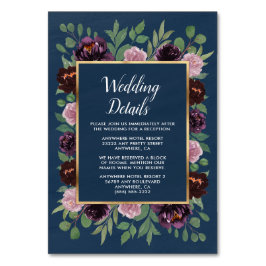 Mauve Navy Blue Gold Plum Hochzeitskarten Tischnummer