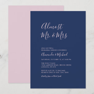 Mauve & Navy Einfache minimale Probe-Dinner-Einl Einladung