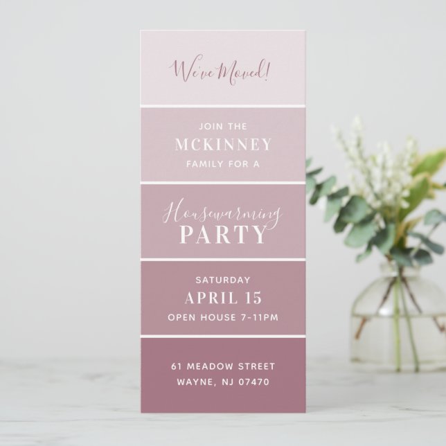 Mauve Paint Swatch Card Party einladen Einladung (Stehend Vorderseite)