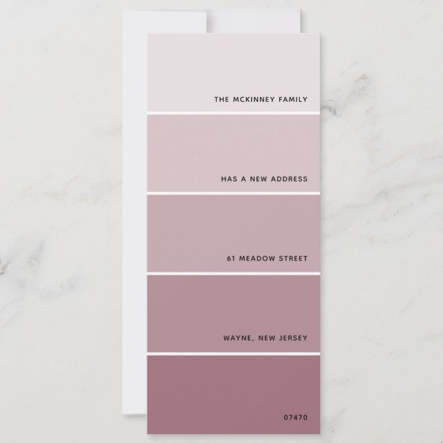 Mauve Paint Swatch Nouvelle adresse Faire-part (Devant)