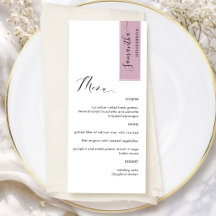 Mauve Personalisiert mit Gast Name Elegante Menü
