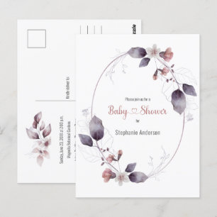 Mauve Pink Blumendusche Botanisches Baby Einladung Postkarte