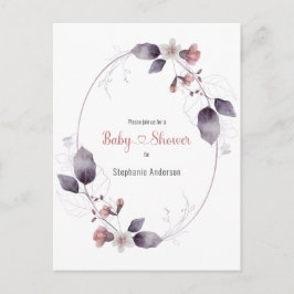 Mauve Pink Blumendusche Botanisches Baby Einladung Postkarte