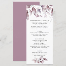 Mauve Pink Botanische Hochzeit Menükarte