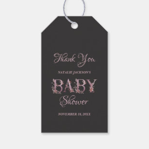 Mauve Pink Elegant Floral Chic Girl's Baby Shower Geschenkanhänger