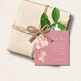 Mauve Pink Florals, Balloons Niedlich Teddy Bär Geschenkanhänger