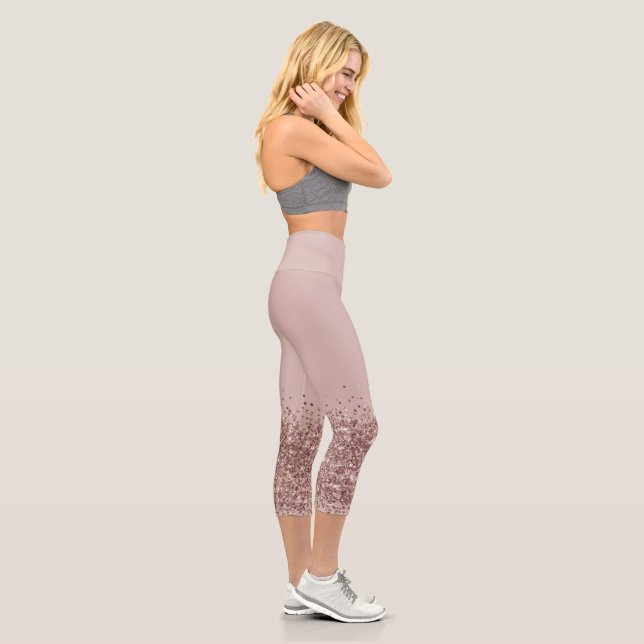 Mauve Pink Imitats Glitzer Yoga Pants Capri Leggings (Rechts)