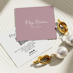 MAUVE PINK Moderner CHIC Minimal QR Code Quadratische Visitenkarte