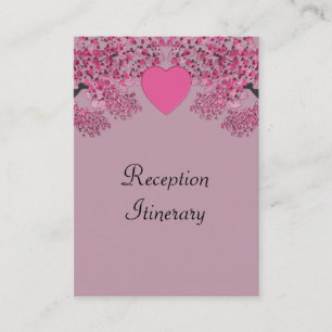 Mauve Pink Velvet verkleidete Herzbaumen Hochzeit Begleitkarte