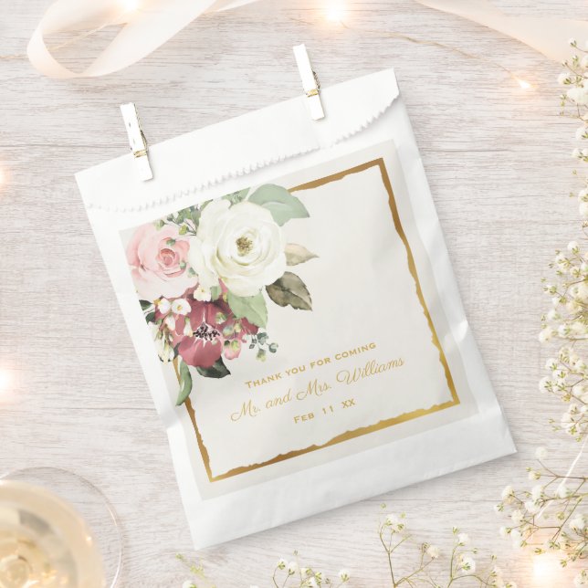 Mauve Pink White Florals Vielen Dank, Frau Wedding Geschenktütchen (Ausgeschnitten)
