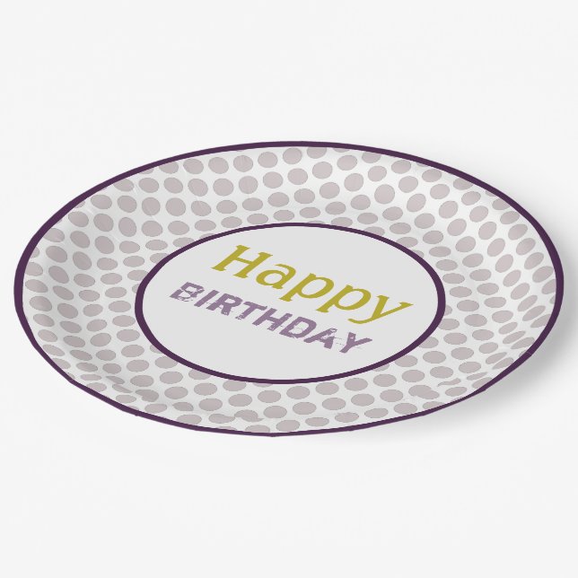 Mauve Polka-Dot Design Pappteller (Schrägansicht)