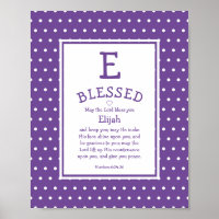 Mauve Polka Nom du point Blessing Nursery Poster