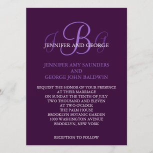 Mauve pourpre de faire-part de mariage de trois