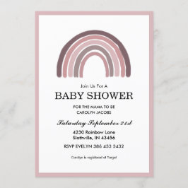Mauve Rainbow Baby Girl Babydusche Einladung