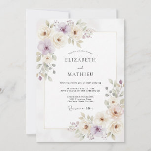 Mauve Ranunculus Eukalyptus Hochzeit Einladung
