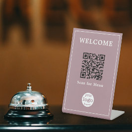 Mauve Restaurant Café Menü QR Code Business-Logo Sockelschild