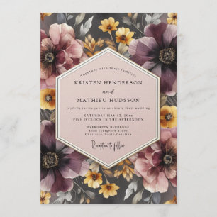 Mauve & Ringelblume Düstere Hochzeit Einladung