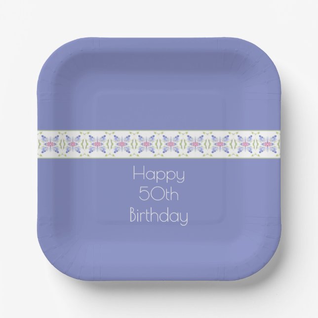 Mauve Rosa und Weiß Pappteller (Vorderseite)