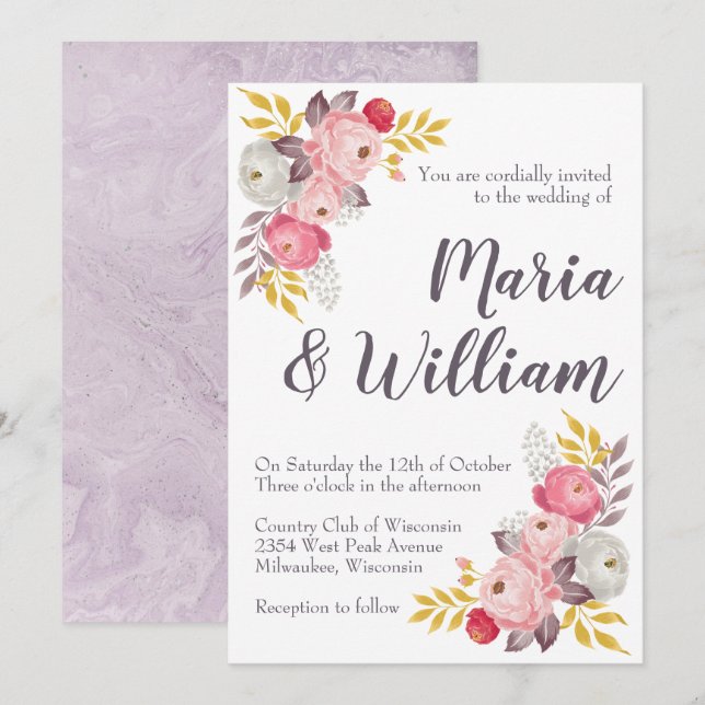 Mauve Rose Einladung (Vorne/Hinten)