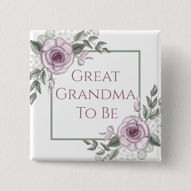 Mauve Rose, Großes Oma, Babydusche Button (Vorderseite)