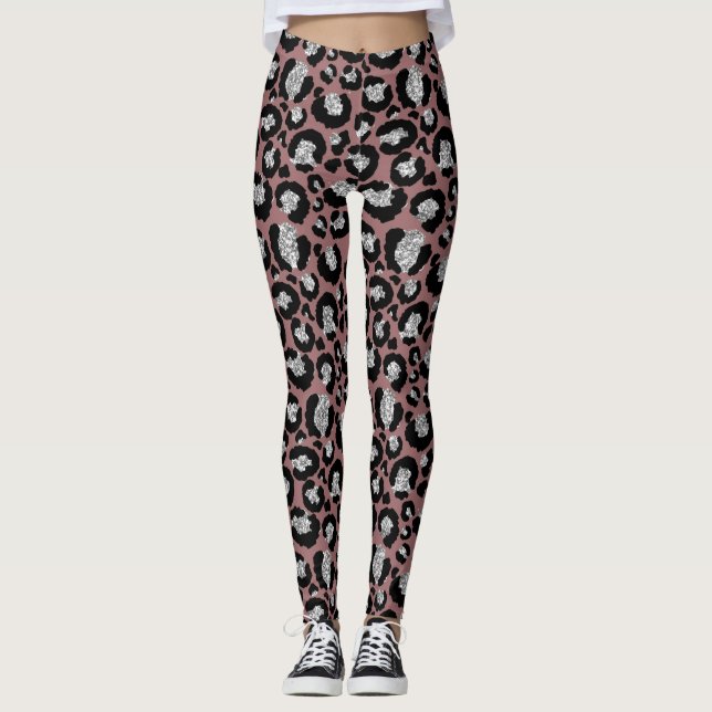Mauve/Rose - Leggings für Leopard-Frauen (Vorderseite)