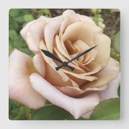 Mauve Rose Quadratische Wanduhr