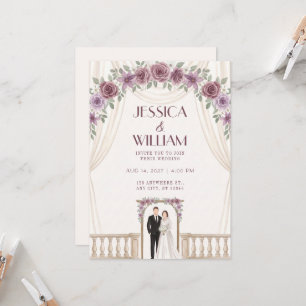 Mauve-Rosen-Hochzeitseinladung für Paare Einladung