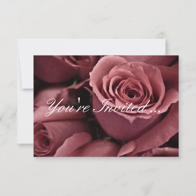 Mauve Roses mariage invitations (Devant)
