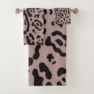 Mauve Röte Rosa Gepard Leopard Tierprint Badhandtuch Set