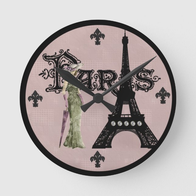 Mauve Round-Wall-Uhr in Paris Runde Wanduhr (Vorderseite)