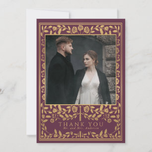 Mauve Royal Mittelalterliche Hochzeit Dankeskarte