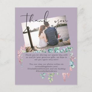 Mauve Sage Feuille PHOTO Mariage MERCI