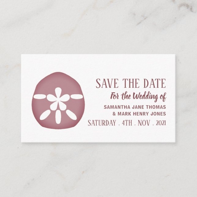 Mauve Sand Dollar, Save the Date Begleitkarte (Vorderseite)
