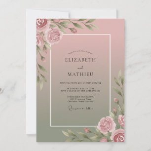 Mauve sanfte florale Hochzeit Einladung