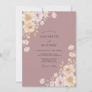 Mauve Sanfte Florale Romantische Hochzeit Einladung